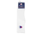 Champion Unisex Sport C Logo Quarter Crew Socks 3-Pack - White