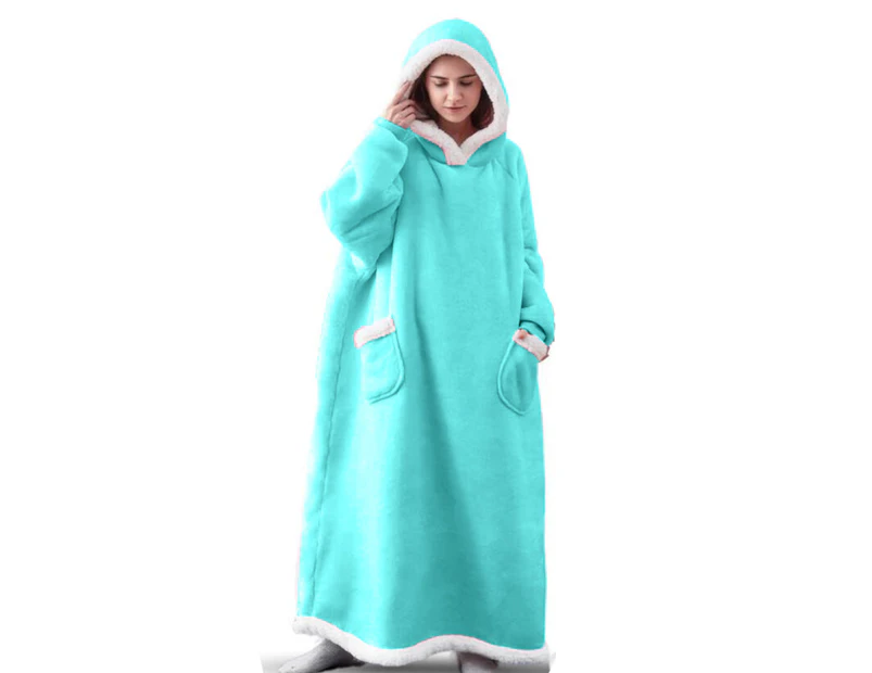 Winter Oversized Wearable Blanket Fleece Hoodies - Mint Green