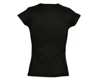 SOLs Womens Moon V Neck Short Sleeve T-Shirt (Deep Black) - PC294