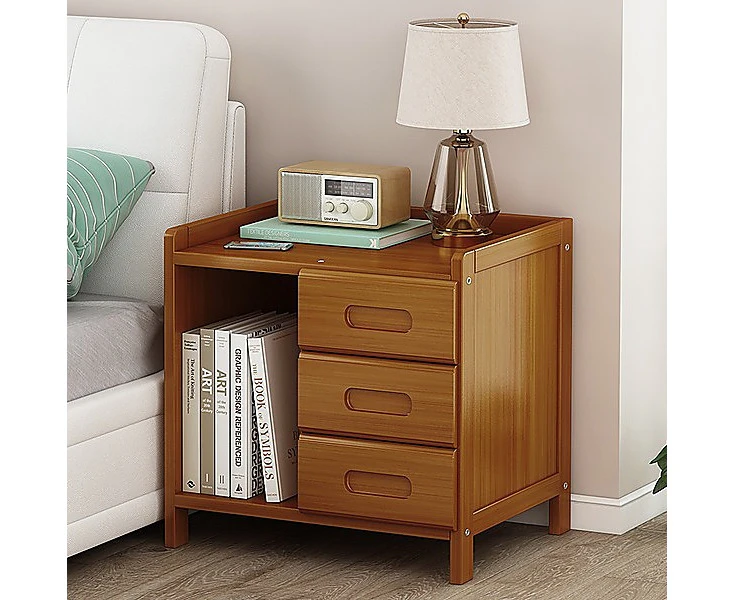 Bamboo Bedside Table Nightstand Storage Bedroom Sofa Side Stand