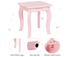 Giantex Kids Makeup Dressing Table Stool Set Folding Mirror Princess Vanity Writing Desk Birthday Gift w/Drawer,Pink