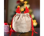 2Pcs Candy Bag Decorative Large Capacity Multipurpose Reusable Kids Gift Velvet Christmas Antlers Draw String Bunny Gift Packing Bags for Halloween-Red
