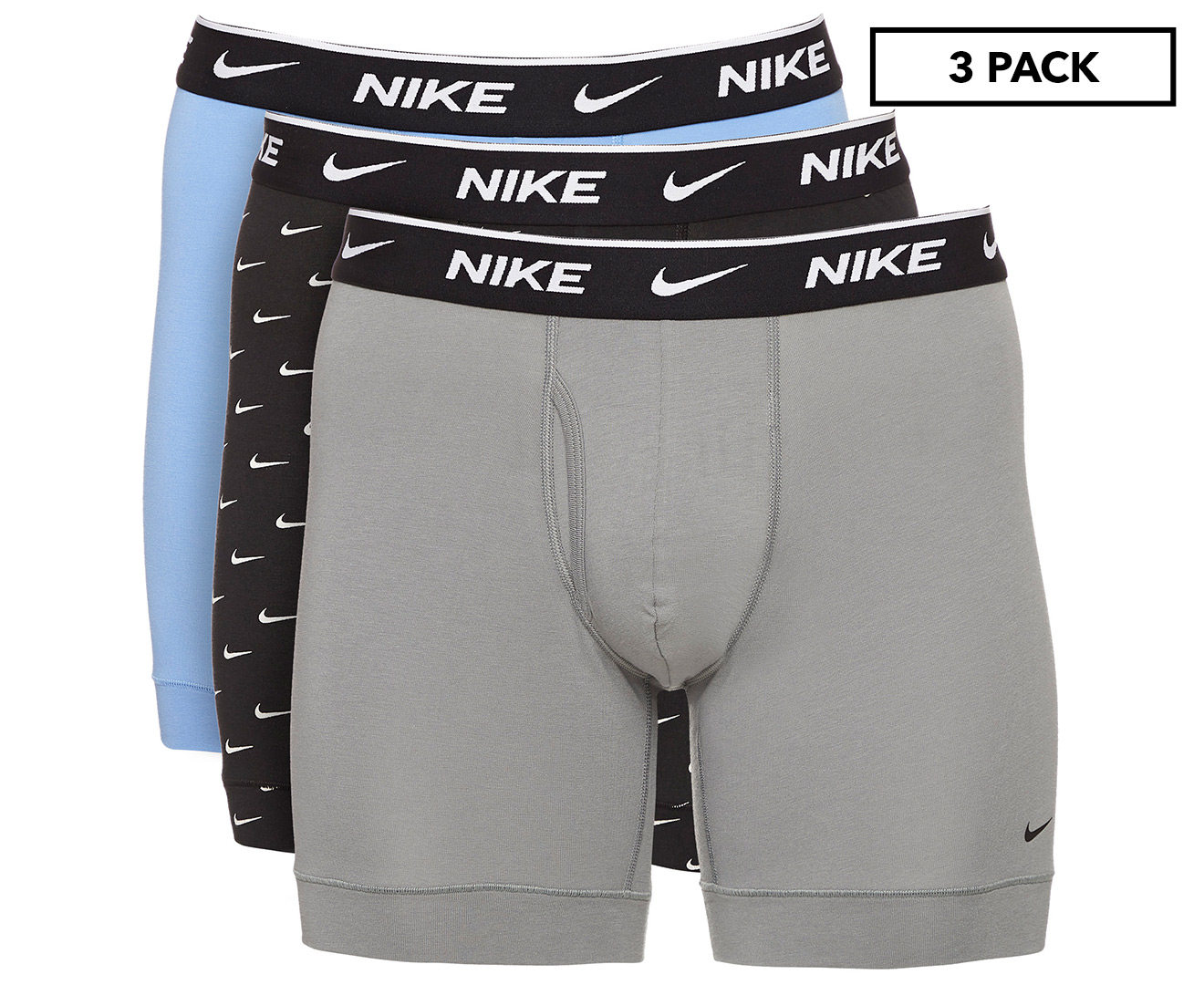 Nike Men's Everyday Cotton Stretch Boxer Briefs 3-Pack - Swoosh Print ...