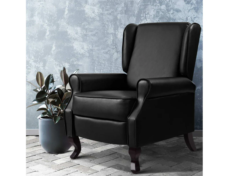 Artiss Recliner Armchair Black Faux Leather Domini