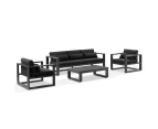 Santorini 3+1+1 Aluminium Lounge Setting with Coffee Table - Outdoor Lounges - Charcoal