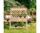 Costway Outdoor Raised Garden Bed Wood Green Plant Box Flower Pot w/Storage Shelf & Drawer Vegetable Herbs Patio Yard