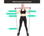 Portable Pilates Bar Resistance Band Yoga Stretch Rope Home Gym Fitness - Purple