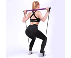 Portable Pilates Bar Resistance Band Yoga Stretch Rope Home Gym Fitness - Purple