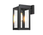 2Pcs Outdoor Stainless Glass Wall Light Garden Lantern Lamp Porch Yard Black With Bulb