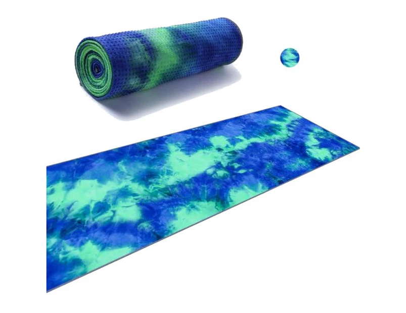 Tie Dye Print Yoga Pilates Meditation Non Slip Towel - Green