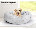 Pawz Pet Bed Cat Dog Donut Nest Calming Mat Soft Plush Kennel Charcoal Size XX