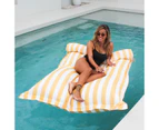 Outdoor Bean Bag Pool Float - Yellow & White Striped - In-Pool Chair