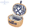 Sherwood Home Adelaide Natural Oval Wicker Picnic Basket 4 People - 44X32X25Cm