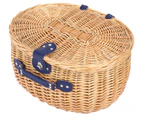 Sherwood Home Adelaide Natural Oval Wicker Picnic Basket 4 People - 44X32X25Cm