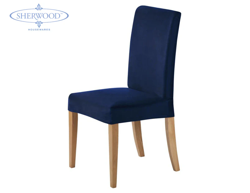 Sherwood Home Premium Faux Suede Royal Navy Dining Chair Cover