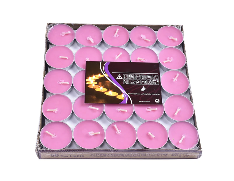 50Pcs/Set Party Candle Decorative Widely Applied Round Shape Tasteless Party Decor Candle for Friends-Pink