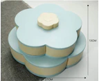 Double Layers Snack Box Candy Plates Petal Shape Rotating Snack Tray Double Deck Dried Fruits Plate Storage Organizer Box - Blue