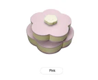 Double Layers Snack Box Candy Plates Petal Shape Rotating Snack Tray Double Deck Dried Fruits Plate Storage Organizer Box - Pink