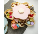 Double Layers Snack Box Candy Plates Petal Shape Rotating Snack Tray Double Deck Dried Fruits Plate Storage Organizer Box - Pink