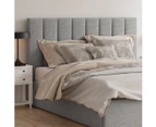 Gas Lift Storage Bed Frame with Vertical Panel Bed Head in King, Queen and Double Size (Grey Corduroy Velvet)