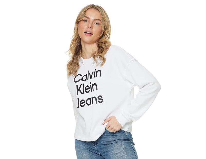Eik Publiciteit hack Calvin Klein Jeans Women's Master Jeans Pullover Jumper - White |  Catch.com.au