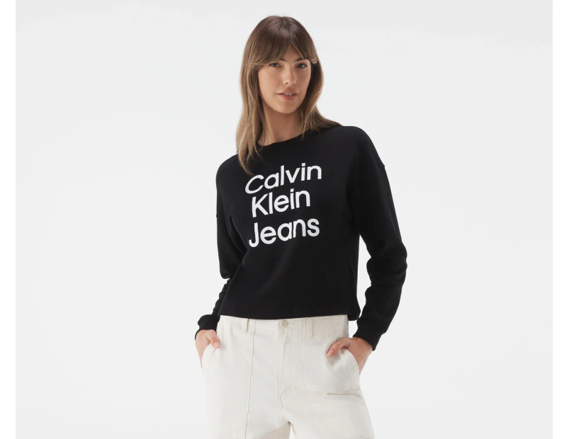 rots Antipoison kaart Calvin Klein Jeans Women's Master Jeans Pullover Jumper - Black |  Catch.com.au