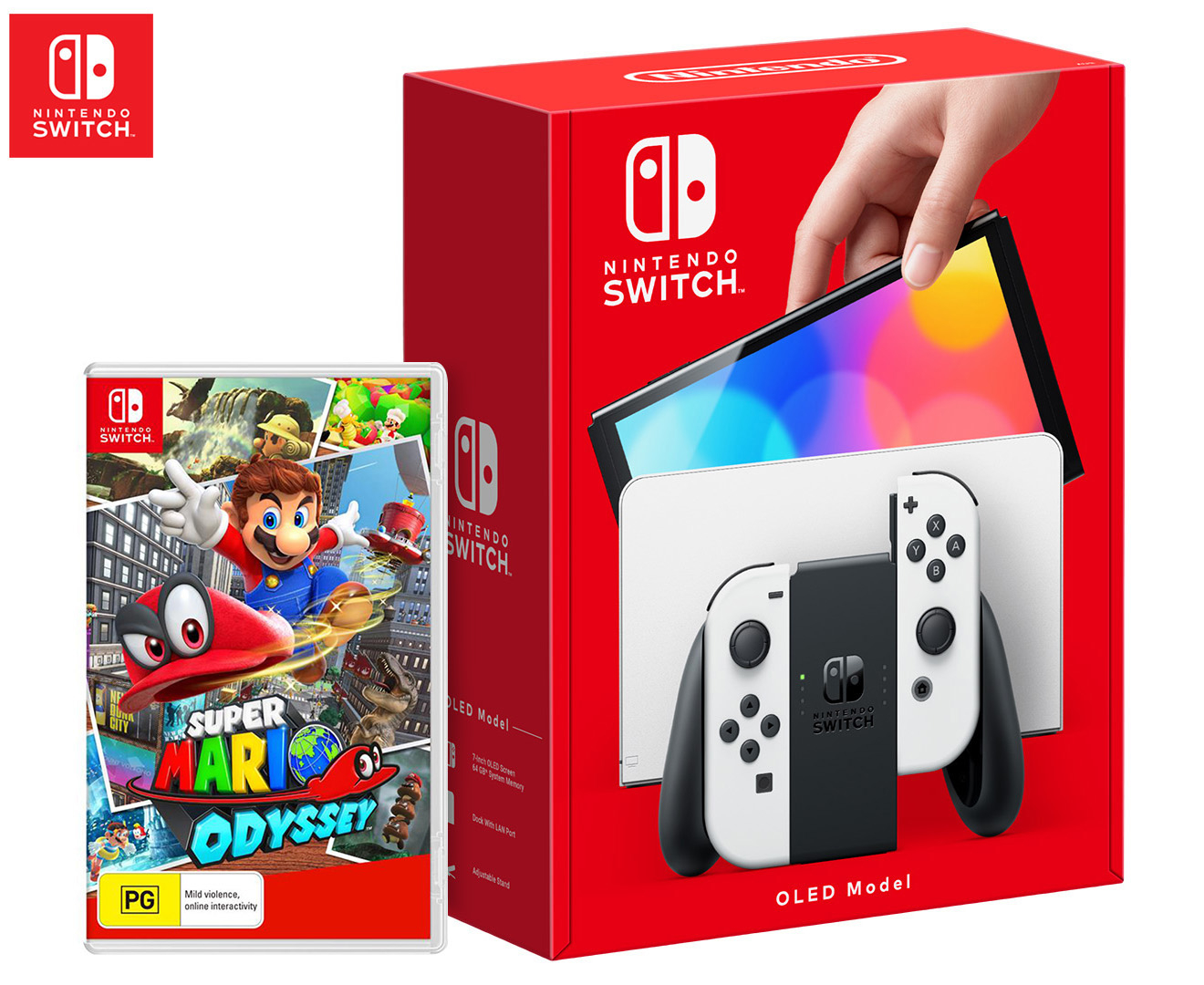 Nintendo Switch Console White + Mario Odyssey Game | Catch.com.au