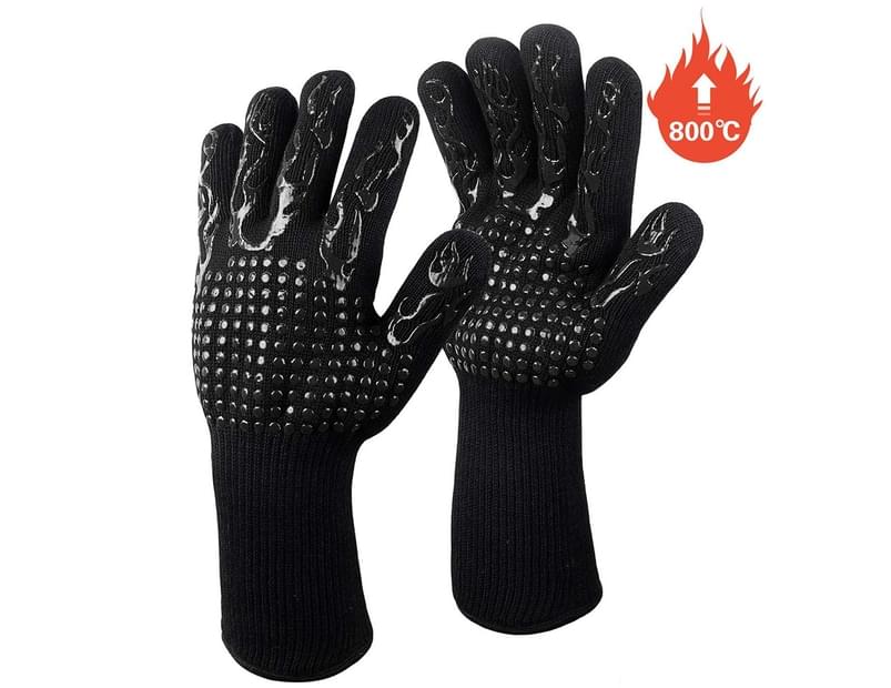 Baking for Cooking Camping – Long Cuff Barbecue Oven Mitts BBQ Grill Heat Resistant Gloves EN407 Certified 1472°F Grilling Kitchen Silicone Smoker Mitts 1 Pair 