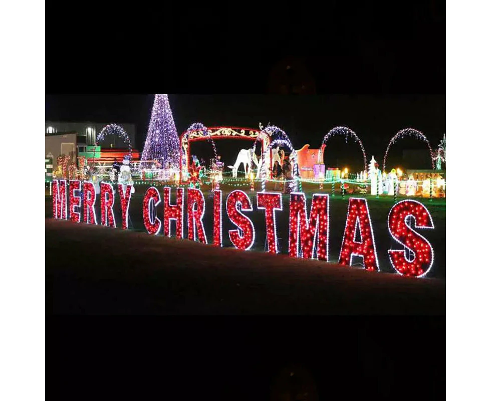 Commercial Merry Christmas LED Motif Garland 60cm Tall Letters Outdoor Display