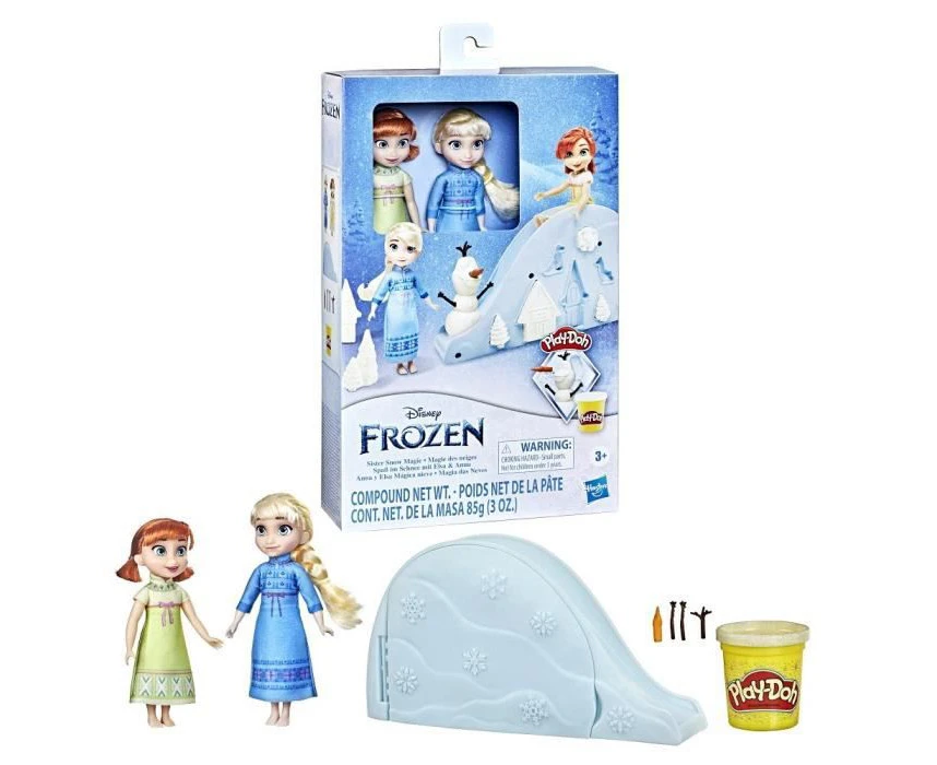 Disney Frozen- Disney Disney's Frozen Sister Snow Magic, No Toxic Play-Doh Playset, Young Anna Elsa Dolls, Toy for Kids 3 Years Old and Up, Multicolor (Has