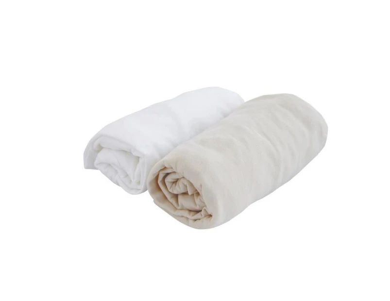 DOUX NID Set of 2 fitted sheets White / Yellow 70x140 cm - CATCH