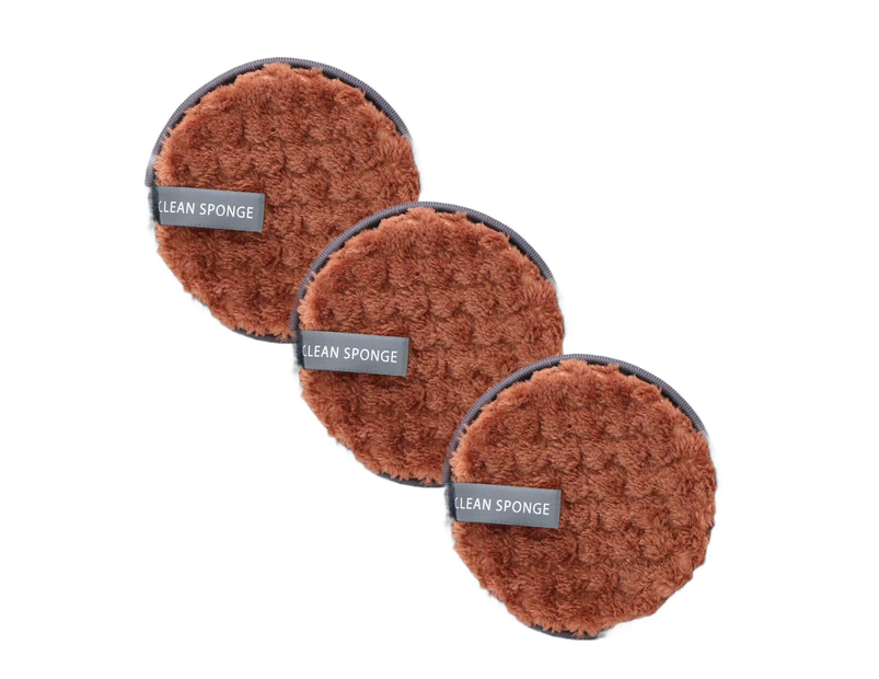 3Pcs Makeup Remover Pad Soft Washable Lightweight Round Makeup Remover Pad for Women  Brown