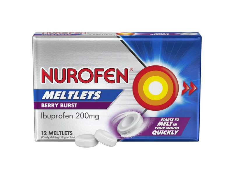Nurofen Meltlets Pain Relief Berry Burst 200mg 12 Pack
