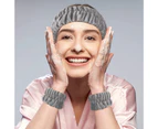 1 Set Makeup Headband Super Soft High Elastic Flannel Women Face Washing Head Wrap with Wristband Set Home Supplies