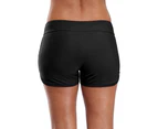 Women's Sporty Swim Shorts Solid Board Shorts Swim Bottoms - Black