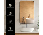 Giantex Hanging Wall Mirror Curved Edge Metal Explosion-Proof Makeup Mirrors Bedroom Bathroom, Black