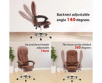 Advwin Office Chair 140° Recline Chairs with Footrest PU Leather Brown