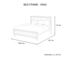 5 Pieces Bedroom Suite King Size Silver Brush in Acacia Wood Construction Bed, Bedside Table, Tallboy & Dresser