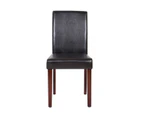 2x Wooden Frame Brown Leatherette Dining Chairs with Solid Pine Legs