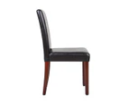 2x Wooden Frame Brown Leatherette Dining Chairs with Solid Pine Legs