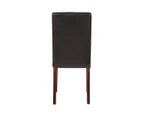 2x Wooden Frame Brown Leatherette Dining Chairs with Solid Pine Legs