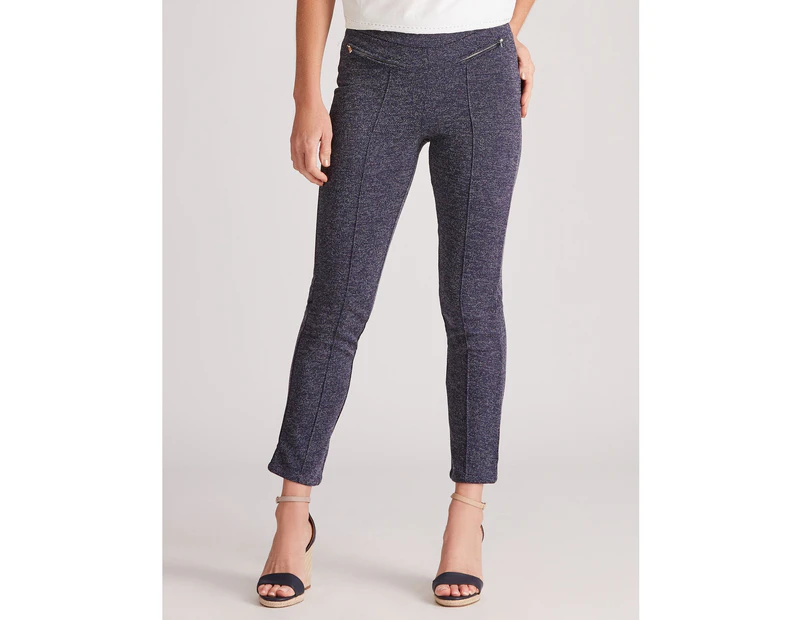 W.Lane Zipped Textured Full Length Ponte Pants - Womens - French Anvy