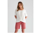 Rockmans Short Sleeve Knit Lace Shoulder Top - Womens - Bright White