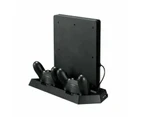 PlayStation 4 Slim PS4 Vertical Stand Cooling Fan Dualshock Controller Charger Dock Station