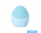 Silicone Face Cleansing Brush Electric Ultrasonic Vibration Massage Facial Pore Cleaner Beauty Tool - Light Blue