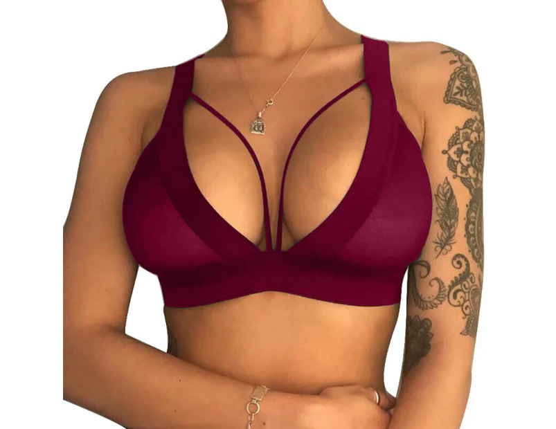 Fashion Sexy Underwear Push Up Sports Bra Top Womens Bralettes Solid  Lingerie - Red