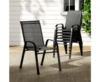 Gardeon 6PC Outdoor Dining Chairs Stackable Lounge Chair Patio Furniture Black