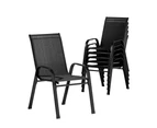 Gardeon 6PC Outdoor Dining Chairs Stackable Lounge Chair Patio Furniture Black