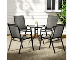 Gardeon 5PC Bistro Set Outdoor Table and Chairs Stackable Outdoor Furniture Black