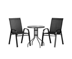 Gardeon 3PC Outdoor Bistro Set Table and Chairs Stackable Patio Furniture Black